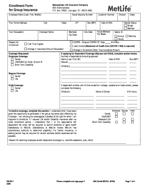 Metropolitan Life Insurance Enrollment Form