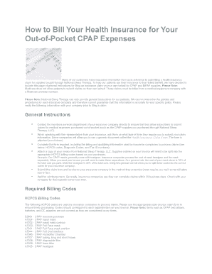 Health Insurance Claim Form for CPAP Supplies