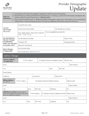 Provider Demographic Update Form