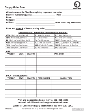 Supply Order Form