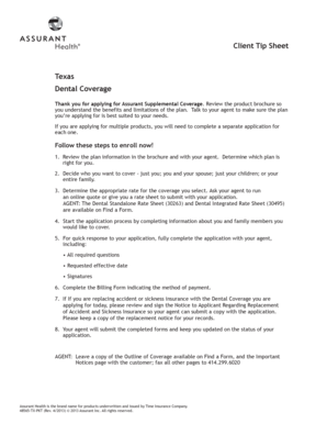 Texas Dental Insurance Application Form