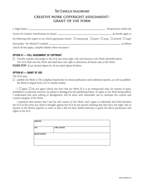 Creative Work Copyright Assignment Form
