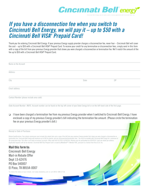 Cincinnati Bell Energy Disconnection Fee Reimbursement Form
