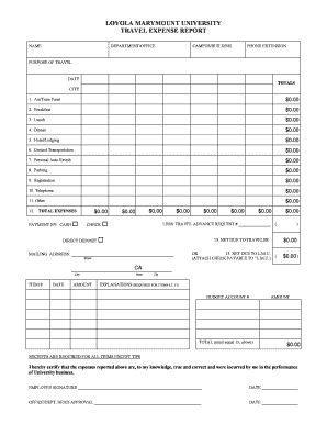 Expense report - LLS Travel Policy and Forms LMU Travel Expense Form - My LLS