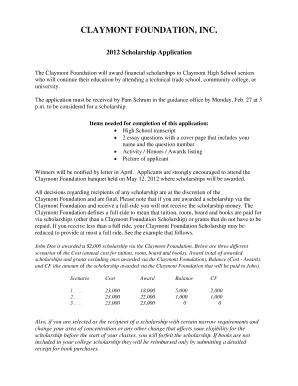 Work order format - Scholarship bApplicationb - Claymont City Schools - claymontschools