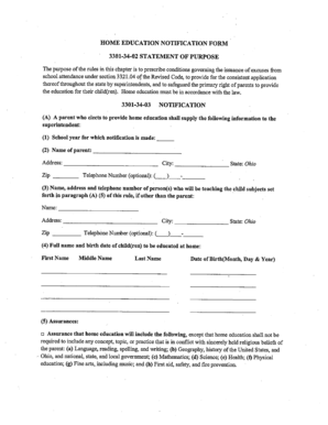 Ohio Home Education Notification Form