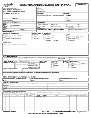 Workers Compensation Application Form