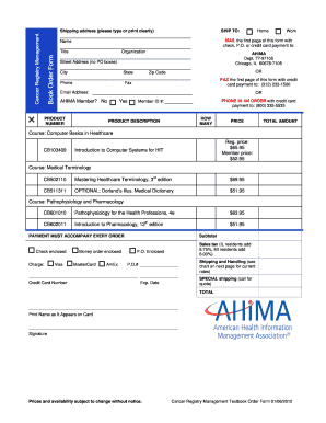 AHIMA Book Order Form