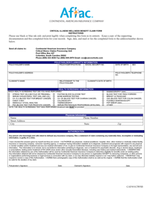Continental American Insurance Critical Illness Wellness Benefit Claim Form