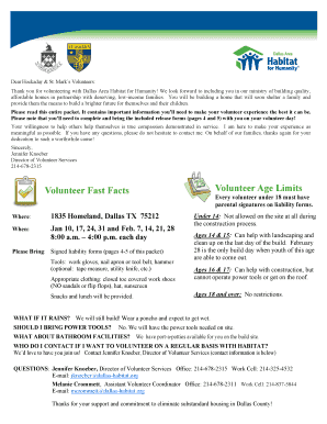 Dallas Area Habitat for Humanity Volunteer Release Form