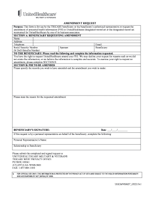 TRICARE Amendment Request Form