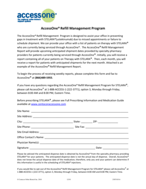 AccessOne Refill Management Program Form