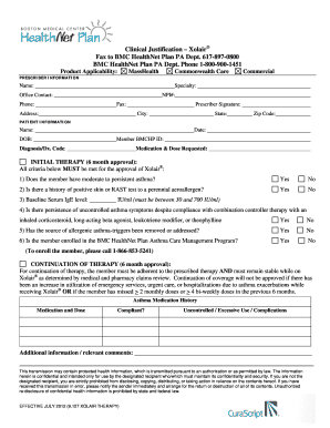 Xolair Therapy Clinical Justification Form