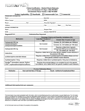 Clinical Justification Form for Skeletal Muscle Relaxants