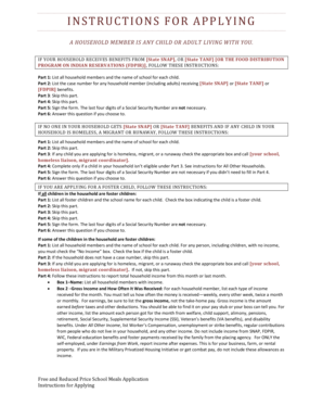 Free and Reduced Price School Meals Application