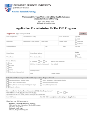 Doctor of Philosophy in Nursing Science Application Form