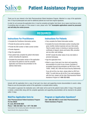 Salix Pharmaceuticals Patient Assistance Program Application