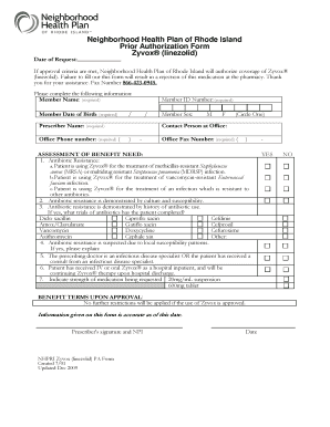 Neighborhood Health Plan Zyvox Prior Authorization Form