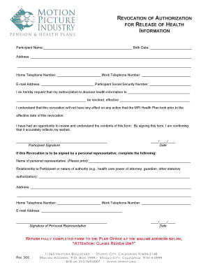 Health Information Release Revocation Form