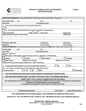 Spouse Coordination of Benefits Form