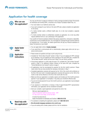 Kaiser Permanente Health Coverage Application