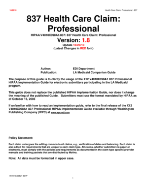 Health Care Claim Professional Form 837