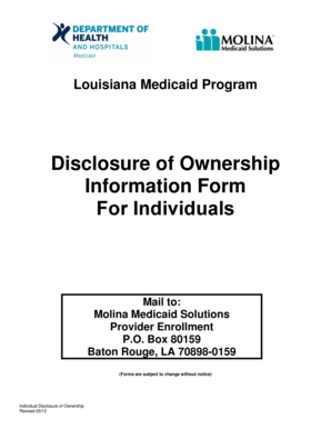 Louisiana Medicaid Individual Disclosure of Ownership Form