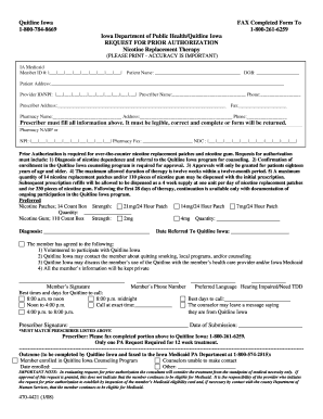 Iowa Medicaid Nicotine Replacement Therapy Prior Authorization Form