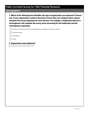 Public Comment Survey for 1500 Form Revisions