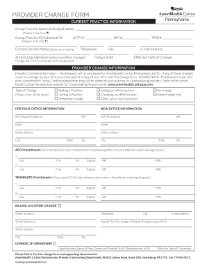 Provider Change Form