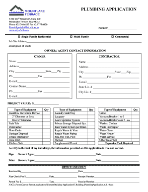 Plumbing Permit Application