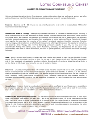 Consent to Evaluation and Treatment