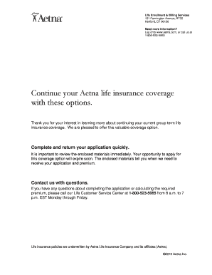 Aetna Group Term Life Insurance Portability Application