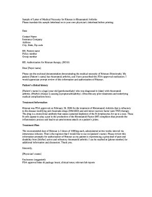 Letter of Medical Necessity for Rituxan