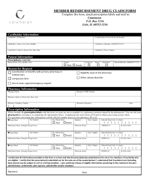 Member Reimbursement Drug Claim Form