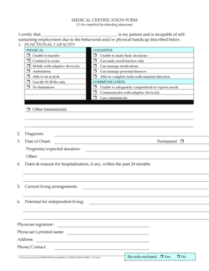 Medical Certification Form