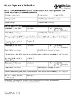 Group Dependent Addendum
