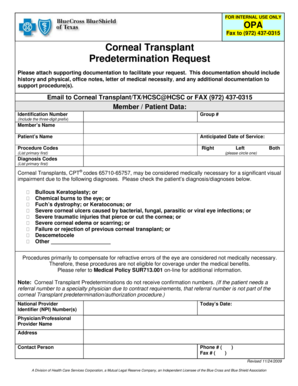 Corneal Transplant Predetermination Request