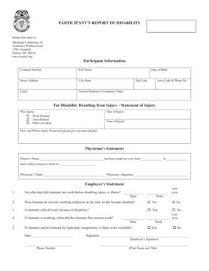 Michigan Teamsters Disability Report Form