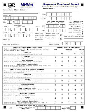 Outpatient Treatment Report