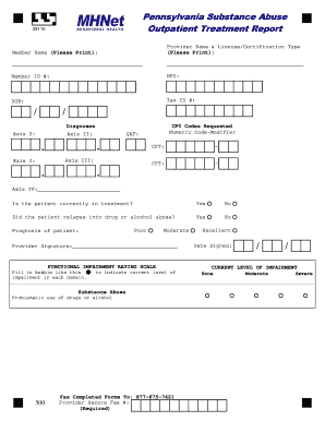 Pennsylvania Substance Abuse Outpatient Treatment Report