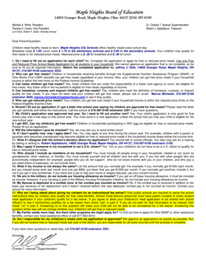 Ohio Free and Reduced Price School Meals Application