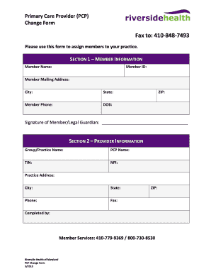 Primary Care Provider Change Form