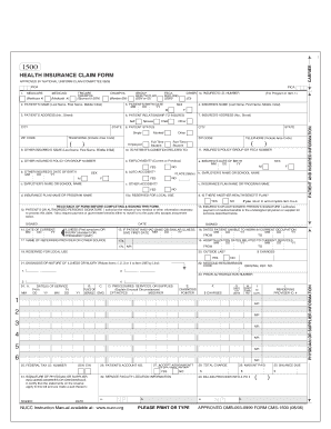 CMS 1500 Health Insurance Claim Form