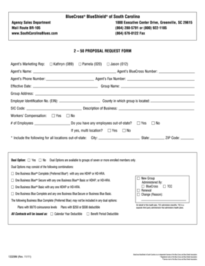 BlueCross BlueShield of South Carolina Proposal Request Form