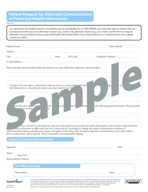 Patient Request for Alternate Communication of Protected Health Information