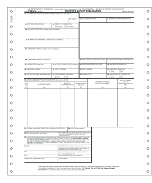 US Shipper’s Export Declaration Form 7525-V