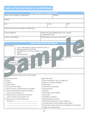 HHS Security Breach Notification Form