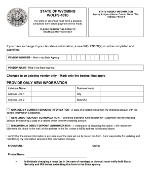 Wyoming Vendor Tax Status Update Form