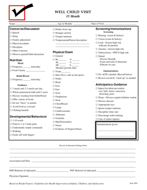 Well Child Visit Form